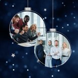 Zakelijke donkerblauw kerstkaart grote kerstbal foto 2