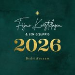 Zakelijke kerstkaart 2026 goud foto groen waterverf Achterkant