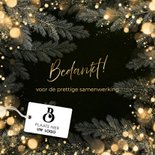 Zakelijke kerstkaart bedankt met gouden lichtjes en takken 2