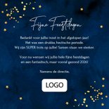 Zakelijke kerstkaart blauw spetters sterren typografie 3