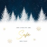Zakelijke kerstkaart blauwe waterverf, boompjes & typografie 2