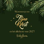Zakelijke kerstkaart dennentakken fijne kerst goud bedankt 3