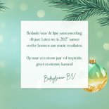 Zakelijke kerstkaart groen gekleurde kristallen kerstballen 3