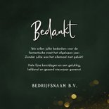 Zakelijke kerstkaart groen met gouden kerstballen bedankt 3