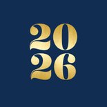 Zakelijke kerstkaart met groot gouden jaartal blauw 2