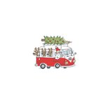 Zakelijke kerstkaart met kerstman en 3 rendieren in vwbusje Achterkant