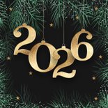 Zakelijke kerstkaart met logo en gouden 2026 2