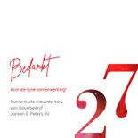 Zakelijke kerstkaart modern 2027 in rood met goud 3