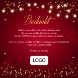 Zakelijke kerstkaart rood Fijne Feestdagen goudlook lampjes 3