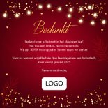 Zakelijke kerstkaart rood Fijne Feestdagen goudlook lampjes 3