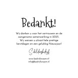 Zakelijke kerstkaart schildersbedrijf verfpotten wit sneeuw Achterkant