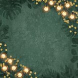 Zakelijke kerstkaart warm wishes lampjes groen botanisch Achterkant