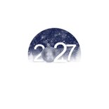 Zakelijke nieuwjaarskaart 2027 blauwe kerstbal Achterkant