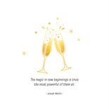 Zakelijke nieuwjaarskaart champagneglazen & klavertjes goud 2