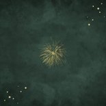 Zakelijke nieuwjaarskaart fotocollage vuurwerk sterren goud Achterkant