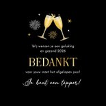 Zakelijke nieuwjaarskaart toost 2026 vuurwerk borrel sterren 3