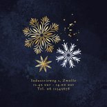 Zakelijke uitnodigingskaart kerstlunch sneeuwvlokken goud 2