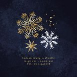Zakelijke uitnodigingskaart kerstlunch sneeuwvlokken goud 2