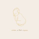  Zandkleurig geboortekaartje met gouden lijnillustratie baby 2