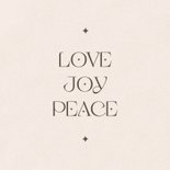 Zandkleurige kerstkaart love joy peace 2