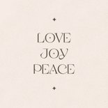 Zandkleurige kerstkaart love joy peace 2