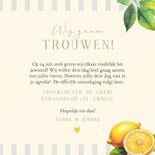Zomerse save the date met citroenen streepjes en takjes 3