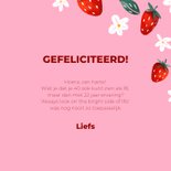 Zomerse verjaardagskaart veertig met aardbeien en bloemen 3