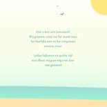 Zonnige vakantiekaart met foto's strand flamingo en palmboom 3