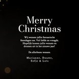 Zwart kerstkaartje met foto in kerstbal vorm en glitters 3