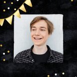 Zwarte geslaagdkaart you did it met gouden vlaggetjes 2