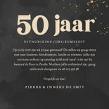 Zwarte jubileumkaart met gouden spetters en foto's 50 jaar 3