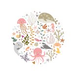 Zwemdiploma voor meisje zeedieren in krans 2