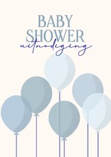 Babyshower jongen uitnodiging met blauwe ballonnen