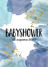Babyshower uitnodiging | Aquarel blauw