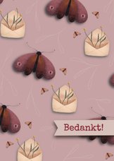 Bedank kaart met envelopjes en vlinders