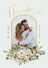 Bedankkaart bruiloft bloemen romantisch stijlvol foto