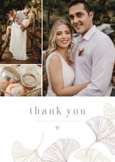 Bedankkaart bruiloft ginkgo puur