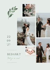Bedankkaart bruiloft grafisch waterverf takje fotocollage