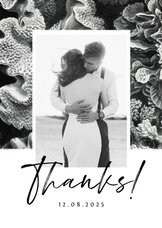 Bedankkaart bruiloft onderwater zwart wit stijlvol foto