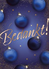 Bedankkaart kerst medewerkers blauwe kerstballen