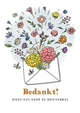 Bedankkaart met bloemen in een envelop