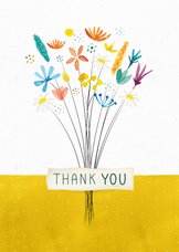 Bedankkaart met boeket bloemen 'thank you'