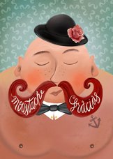 Bedankkaart met tekst 'Moustache Gracias'