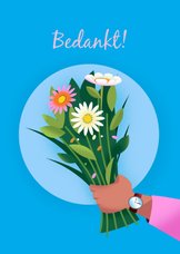 Bedankkaart voor vriendin/collega met bloemen