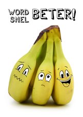 Beterschapskaart met bananen met gezichtjes
