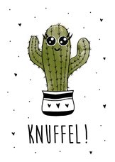 Beterschapskaart met een stekelige cactus met tekst knuffel!