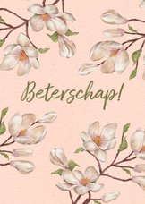 Beterschapskaart pastel met bloemen op roze achtergrond