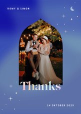 Bijzonder bedankkaartje huwelijk met holografische sterren