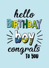 Birthday boy congrats - text color - verjaardagskaart