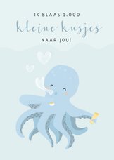 Blauwe liefde kaart voor een jongen met octopus